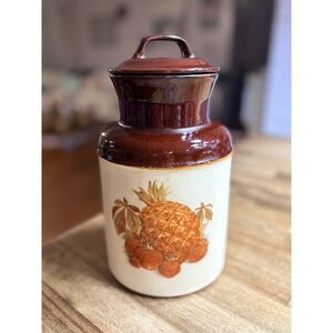 Vintage McCoy USA Art Pottery Fruit Festival Decal 253 Cookie Canister Jar w/Lid